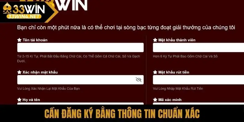 Cần đăng ký bằng thông tin chuẩn xác