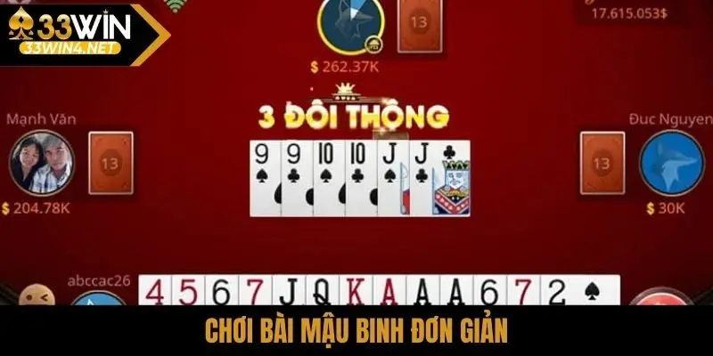 Chơi bài mậu binh đơn giản