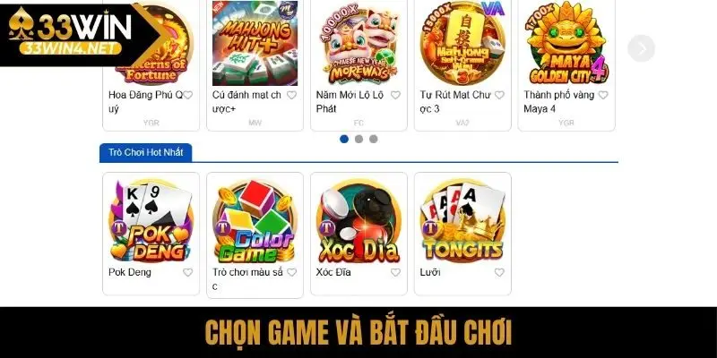 Chọn game và bắt đầu chơi
