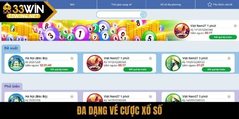 Đa dạng vé cược xổ số